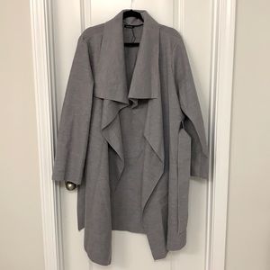 Gray Waterfall Tie Waist Trench Coat